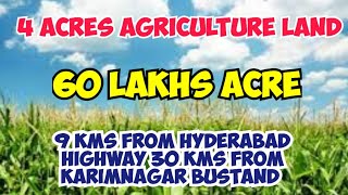 4 ACRES AGRICULTURE LAND on HUSNABAD HIGHWAY  KARIMNAGAR  HYDERABAD HIGHWAY  INVESTMENT  REALTOR [upl. by Graubert]