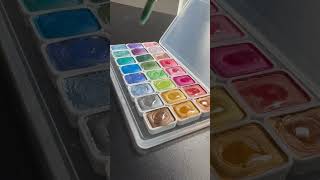 Unboxing Metallic Watercolours unboxing watercolor metallic art colour swatches calm paints [upl. by Duvall]