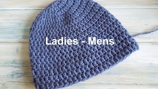 crochet How To  Crochet a Simple Beanie for Ladies  Mens Size 22quot24quot [upl. by Anirhtak]