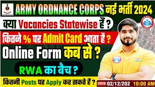 Army Ordnance Corps New Vacancy 2024  AOC Satewise Vacancies  Admit Card Online Form [upl. by Nirot]