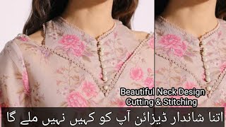 Latest Neck Design Cutting And Stitching  New Trendy Neck Design With Lace [upl. by Reeba]