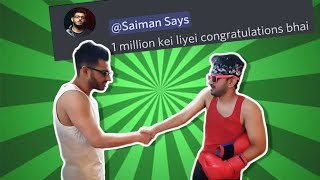 Saiman Says 1 Million Congratulations FtCarryMinati DankRishu HiSaimanSays [upl. by Nnyliak]