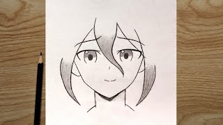 Easy Anime Girl Face Pencil Drawing Step By Step  Easy Anime Girl Face Drawing  Pretty Anime Girl [upl. by Fawne]