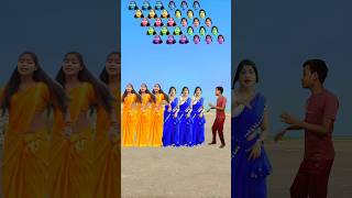 Yellow vs blue bhabhi correct head matching with tu radha meri main shyam tera songs shorts facts [upl. by Oedama]