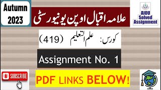 AIOU Code 419 Solved Assignment No1 Autumn 2023  Subject Education  Level Bachelor BABCom [upl. by Sams]