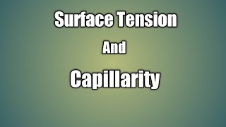 Surface Tension And Capillarity  Fluid Mechanics   In Hindi [upl. by Razal903]