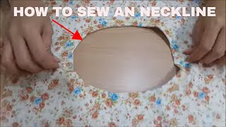 How to Sew an Easy Basic Neckline with Portable Sewing Machine [upl. by Ellives]