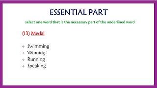 Essential Part  Verbal Reasoning [upl. by Nnalyrehc]