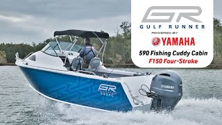 Gulf Runner 590 Fishing Cuddy Cabin Powered By Yamaha F150 [upl. by Hulburt]