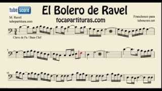 El Bolero de Ravel Partitura de Chelo Fagot Trombón bombardino tuba elicónen clave de fa [upl. by Harat]