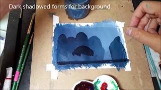 Eyvind Earle Tribute  Timelapse Gouache Paintings [upl. by Hank]