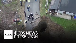 Pennsylvania woman believed to have fallen into sinkhole while searching for cat [upl. by Pizor658]