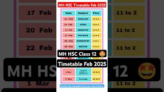 MH HSC Timetable Feb 2025  MH class 12 board exam timetable 2025  class 12 timetable 2025 hsc [upl. by Schulze214]