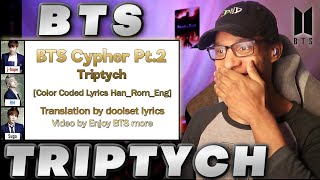 BTS Cypher Pt2  Triptych  REACTION Color Coded Lyrics HanRomEng  They are CHOPPERS [upl. by Leribag]