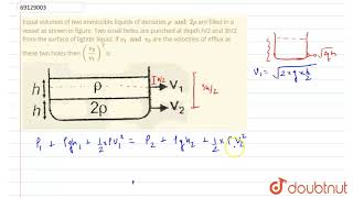 Equal volumes of two immiscible liquids of densities rho and 2 rho [upl. by Tesler]