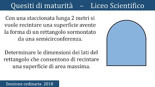 Maturità 2018  Problema di ottimizzazione geometria piana  QUESITO 5 [upl. by Sellers]