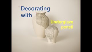 1ooPots  001 How to decorating a porcelain pot with underglaze pencil [upl. by Alenoel]