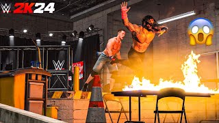 John Cena vs Roman Reigns  WWE 2K24  Gameplay  XBOX Series S  Backstage Brawl [upl. by Ursulette]