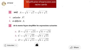 Simplifier des Expressions Mathématiques avec Racines Carrées [upl. by Golter]