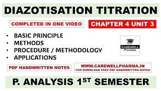 Diazotization Titration  Basic Principle  Method  Procedure  Ch 4 Unit 3  P Analysis 1st sem [upl. by Mctyre29]