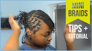 Mini braids on short natural hair Awkward length natural hair style Tips for longlasting braids [upl. by Stilu138]