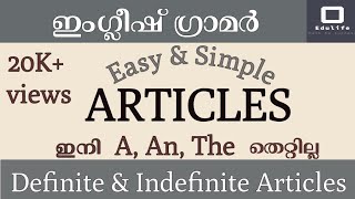 Articles  English Grammar  Simple Explanation in Malayalam [upl. by Ebba]