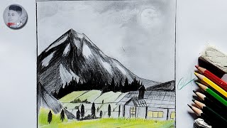 Drawing of the nature using pencil colour  step by step drawing tutorial for beginners [upl. by Margarita]