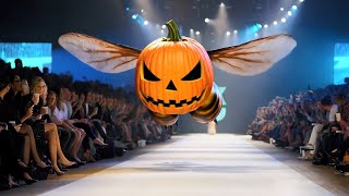 Large Creature With the Head of a Halloween Pumpkin and the Body of a bee Flies Across the Catwalk [upl. by Rosenfeld]