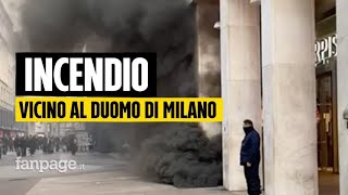 Incendio vicino al Duomo di Milano paura tra i cittadini quotAbbiamo visto il fuoco salire dal bassoquot [upl. by Legin]