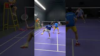 Earning a point in badminton doubles is not easy badminton [upl. by Aidnyl]