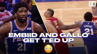 Joel Embiid Shoves Danilo Gallinari After Getting Bumped in Game 2 [upl. by Behlau]