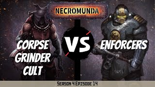 Corpse Grinder Cult vs Enforcers  Necromunda Battle Report  S4E14 [upl. by Ahsik]