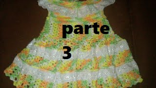 PARTE 3 DE 3 VESTIDO PARA NIÑA A CROCHET CON APLICACIÓN DE ENCAJE  Labores Angélika [upl. by Itsa]