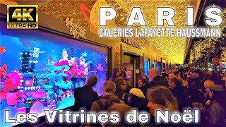 🇫🇷Paris les Vitrines de Noël 2021 Galeries Lafayette Haussmann Christmas LightsWindow Display【4K】 [upl. by Trebuh]