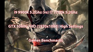 9900k 52Ghz vs 7700k 52Ghz in 2020  GTX 1080ti FHD Games Test [upl. by Spratt566]