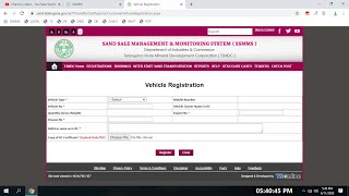 Vehicle Registration Process in TSMDC website SSMMSTSMDC sand booking [upl. by Winther]