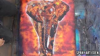 Elephant SPRAY PAINT ART by Spray Art Eden スプレーアートペイント [upl. by Linskey]