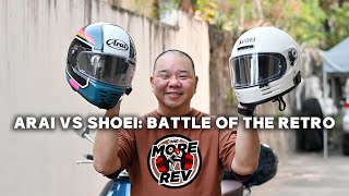 Arai Rapide Neo ConceptX vs Shoei Glamster which retro helmet is better [upl. by Etterual]