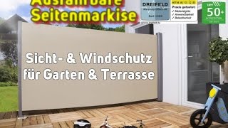 Ausfahrbare Seitenmarkise Funktion  Sichtschutz  Windschutz [upl. by Daisey]