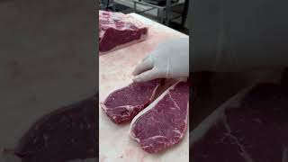 Cutting Beef Strip Steaks 🔪🥩 shorts beef stripsteak steaks [upl. by Gibbie837]