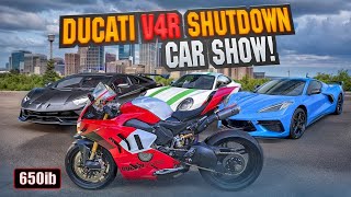 MY FULLY MODIFIED DUCATI V4 R SHUT DOWN A CAR SHOW [upl. by Cross]