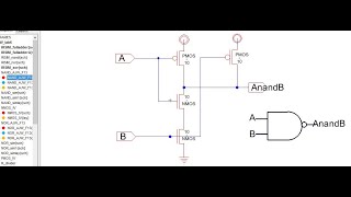 2 Ip NAND Gate Schematic simulation using PMOS and NMOS in ElecricBinary and LT Spice Software [upl. by Coheman]