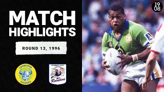 Canberra Raiders v Sydney City Roosters  Round 13 1996  Classic Match Highlights [upl. by Aleusnoc]