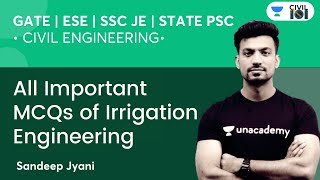 All Important MCQs of Irrigation Engineering  ESE GATE  SSC JE  State AEJE  Sandeep Jyani [upl. by Upshaw]