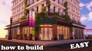 Minecraft how to build a CORNER HOUSE  BAR  CAFÉ  easy tutorial Minecraft house tutorial [upl. by Idissak993]