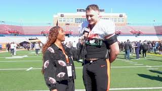 EAGLES draft  Marshall OT Ethan Driskell Senior Bowl interview [upl. by Hadihsar]