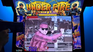 Under Fire Arcade Cabinet MAME Playthrough w AimTrak Gun amp Hypermarquee [upl. by Eelik109]