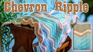 Chevron Ripple Blanket  DC 2 Tog  Easy Crochet Pattern  I love this yarn [upl. by Radack345]