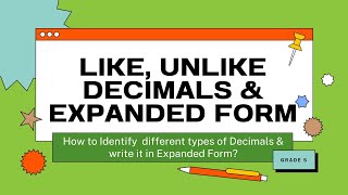 Like unlike decimals amp convert into expanded form Grade 5 easy math tutorial understand animation [upl. by Ion]