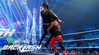 Bobby Lashley slams the colossal Omos WrestleMania Backlash WWE Network Exclusive [upl. by Sinnod76]